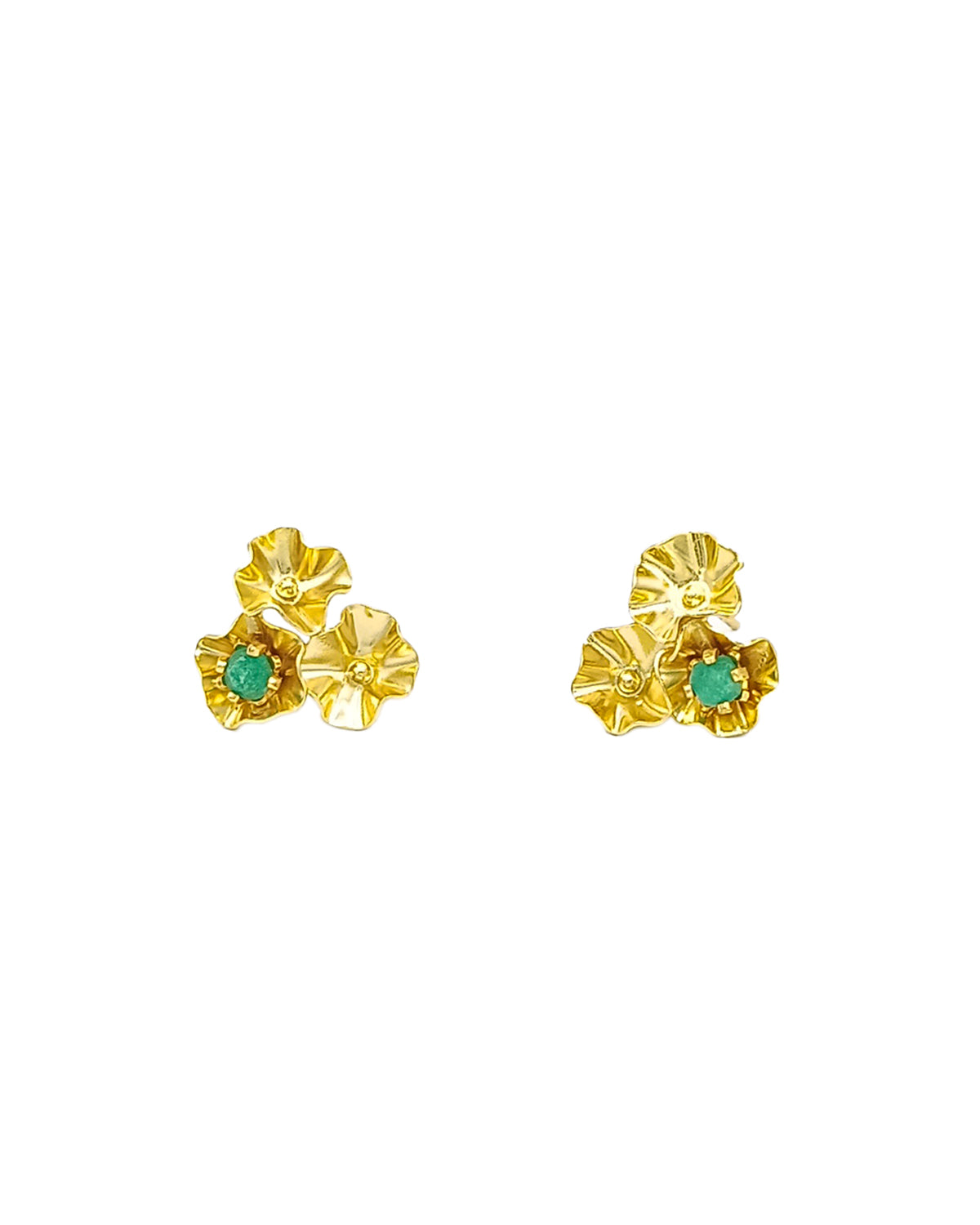 Aretes Topos Malva II Esmeralda Dorados